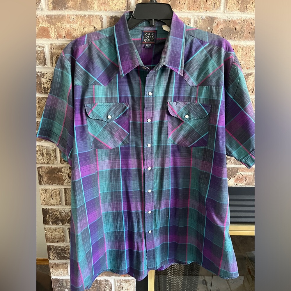 Vintage Rock Creek Ranch Western Shirt Plaid Rodeo Men’s 2X